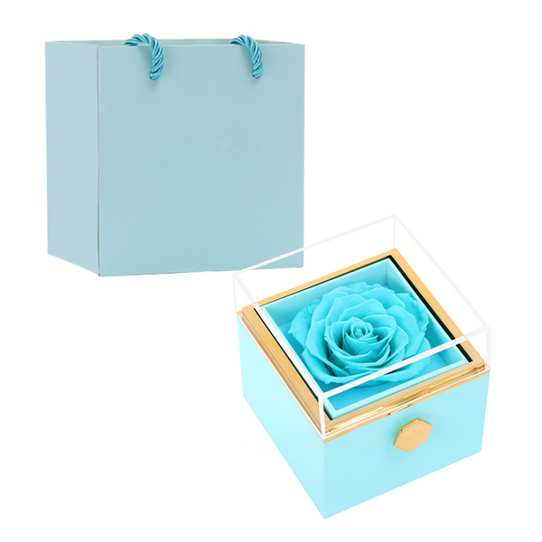 Rotating Eternal Rose Box - W/ Custom Engraved Necklace