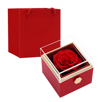 Rotating Eternal Rose Box - W/ Custom Engraved Necklace