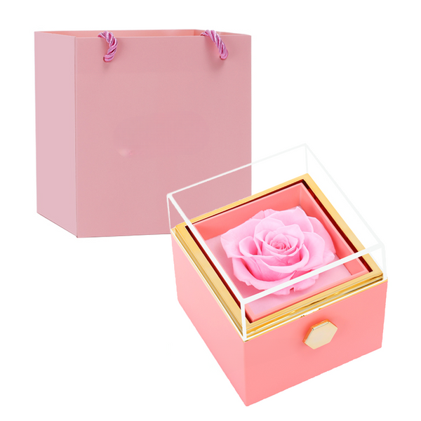 Rotating Eternal Rose Box - W/ Custom Engraved Necklace